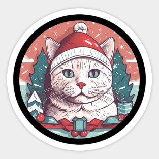American Shorthair Cat Xmas, Love Cats Sticker